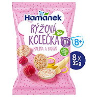 HAMÁNEK Rice wheels raspberry & banana 8 × 35 g - Crisps for Kids
