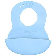 BabyOno Soft plastic bib with pocket BPA-free blue 6 m+ - Bib
