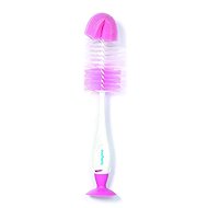 BabyOno 2in1 bottle and pacifier cleaning brush with suction cup pink - Brush for Cleaning Feeding Bottles
