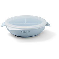 BabyOno silicone plate with suction cup and lid blue - Children's Plate