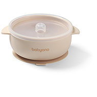 BabyOno silicone cup with lid beige - Children's Bowl