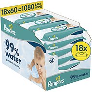 PAMPERS 99% Water 1080 pcs (18×60 pcs) - Wet Wipes