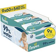 PAMPERS 99% Water 540 pcs (9×60 pcs) - Wet Wipes