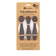 PETITE&MARS Take&Match Silicone Training Spoons Set, Bitter Cocoa 6m+, 3pcs - Cutlery Set