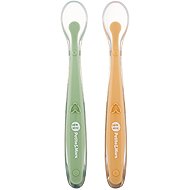 PETITE&MARS Silicone Spoons with Take&Match Case Pea Ochre 6m+, 2pcs - Spoon set