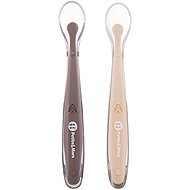 PETITE&MARS Silicone Spoons with Take&Match Case Sand Cocoa 6m+, 2pcs - Spoon set