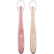 PETITE&MARS Silicone Spoons with Take&Match Case Sand Rose 6m+, 2 pcs - Spoon set
