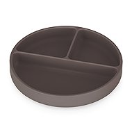 PETITE&MARS Silicone Divided Plate Round Take&Match Bitter Cocoa 6m+ - Children's Plate