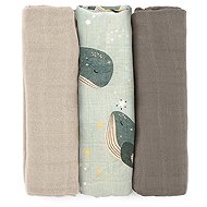 PETITE&MARS Moussy Whale Song 68 × 68 cm, 3 pcs - Cloth Nappies