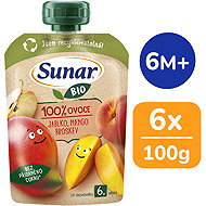 Sunar BIO Jablko mango broskev 6× 100 g  - Meal Pocket