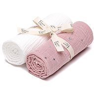 ESECO Muslin Diapers, White Pink Stars 2 pcs - Cloth Nappies
