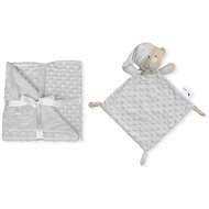 INTERBABY Soft Blanket with Round Circles and Doudou Cuddly Toy, Grey - Blanket