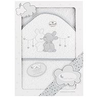 INTERBABY Terry Towel (100 × 100cm) 2 Rabbits, White Grey Trim - Children's Bath Towel