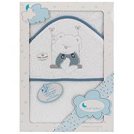 INTERBABY Terry Towel (100 × 100cm) Teddy Bear on a Swing, White-Petrol - Children's Bath Towel