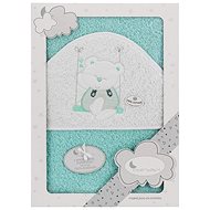 INTERBABY Terry Towel (100 × 100cm) Teddy Bear on Swing, Green - Children's Bath Towel