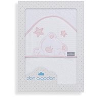 INTERBABY Frottír fürdőlepedő (100 × 100 cm) mackó csillaggal, fehér-rózsaszín - Gyerek fürdőlepedő