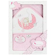 INTERBABY Terry Towel (100 × 100cm) Sleeping Teddy Bear, Pink - Children's Bath Towel