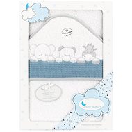 INTERBABY Terry Towel (100 × 100cm) Three Animals, White-Petrol - Children's Bath Towel