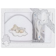 INTERBABY Terry Towel (100 × 100cm) Sleeping Bear and Comb, White - Children's Bath Towel