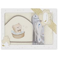 INTERBABY Terry Towel (100 × 100cm) Teddy Bear in Bath and Comb, Cream - Children's Bath Towel