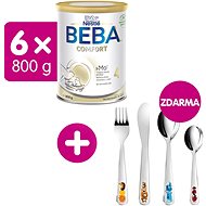 BEBA COMFORT 4 HM-O Babymilch 6 × 800 g + TESCOMA Kinderbesteck Lustige Tiere - Babymilch