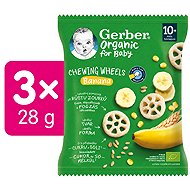 GERBER Organic Chewing Wheels crunchy rings with banana 3× 28g - Crisps for Kids