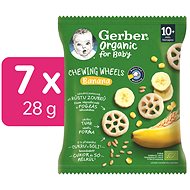 GERBER Organic Chewing Wheels crispy wheels with banana 7×28 g - Crisps for Kids