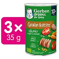 GERBER Organic tomato and carrot puffs 3× 25g - Crisps for Kids