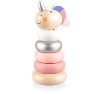 ZOPA Wooden Snap Rings Unicorn, Pink - Sort and Stack Tower