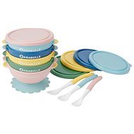 BADABULLE set of 5 bowls with lids, 3 spoons and 1 suction cup - Children's Dining Set