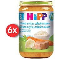 HiPP BIO Zelenina s ryžou a teľacím mäsom – 6× 220 g - Príkrm
