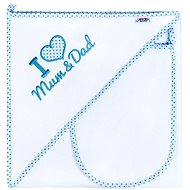 New Baby Luxurious Baby Bath Towel I Love Mum And Dad 90 × 90cm White-Blue - Children's Bath Towel