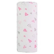T-tomi Big Cotton TETRA Towel, Pink Hearts - Children's Bath Towel