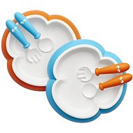 Babybjörn Saucer with Cutlery 2 pieces orange/turquoise - Children's Dining Set
