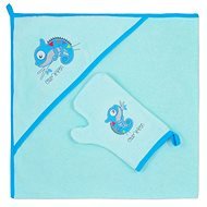 Bobas Fashion Baby towel with Chameleon washcloth - turquoise - Children's Bath Towel