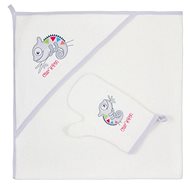 Bobas Fashion Baby towel with Chameleon washcloth - cream - Children's Bath Towel