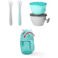 SKIP HOP Easy-Feed Mealtime Set Teal/Grey 6m+ - Dish Set