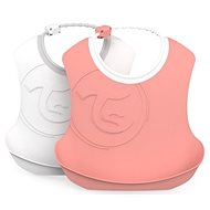 TWISTSHAKE Plastic bib 2 paste peach and white - Bib