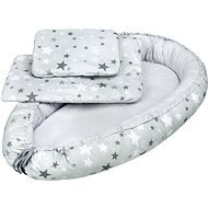 New Baby Luxurious Nest with Blanket and Cushion Star - White-Grey - Baby Nest