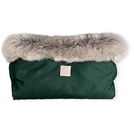 Beztroska Pram Hand Warmer with Fur Bottle Green - Stroller Hand Muff