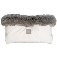 Beztroska Pram Hand Warmer with Fur White Cream - Stroller Hand Muff