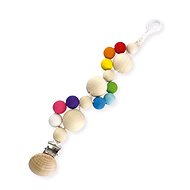 Ulanik Soother clip with beads, rainbow - Dummy Clip