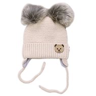 Baby Nellys Baby set, winter hat with scarf + gloves 3D, Teddy Bear - beige - Clothes Set