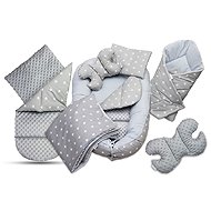 EliNeli Crib Set, 7 Piece Set Grey with Stars - Baby Health Check Kit