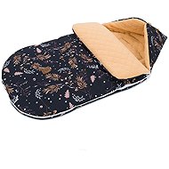 Mamo Tato Lux winter fleece, quilted, Winter flowers, 48 × 90 cm, black/caramel - Stroller Footmuff