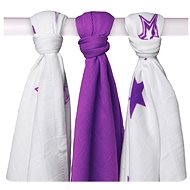 XKKO Bamboo Diapers 70 × 70 - Lilac Stars Mix 3 pcs - Cloth Nappies