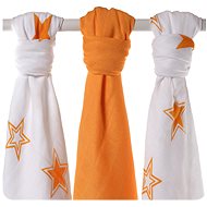 XKKO Bamboo Diapers 70 × 70 - Orange Stars Mix 3 pcs - Cloth Nappies