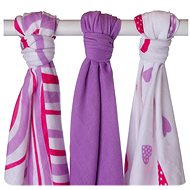 XKKO Bamboo Diapers 70 × 70 - Hearts&Waves Lilac Mix 3 pcs - Cloth Nappies