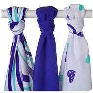 XKKO Bamboo Diapers 70 × 70 - Hearts&Waves Ocean Blue Mix 3 pcs - Cloth Nappies