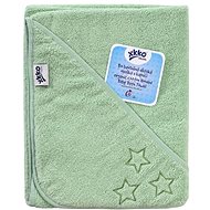 XKKO Organic BIO cotton terry hooded towel 90 × 90 Mint Stars - Children's Bath Towel